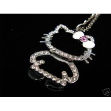 Adorable Hello Kitty Big Rhinestone Pendant Necklace