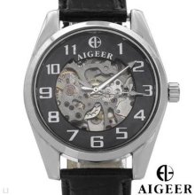 Algeer W1108 Automatic Movement Men's Watch Silver/black