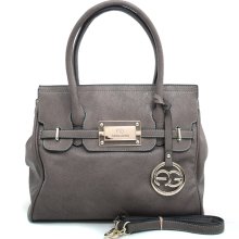 Anais Gvani Women's Classic Satchel with Logo Charm & Bonus Strap-Taupe