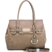 Anais Gvani Women's Classic Satchel with Logo Charm & Bonus Strap-Tan