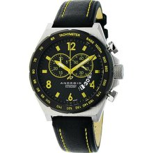 Android Men's 'Interceptor' Black/ Yellow Leather Strap Watch ...