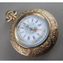 Antique 14kt Yellow Gold Filigree Round Shape Pocket Watch From 1800's 1668