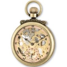Antique Gold Finish Brass Skeleton Pocket Watch
