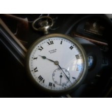 Antique Mens 1930s Cyma Suisse Pocket Watch Elegance S/s Case Porceland Dial Kee