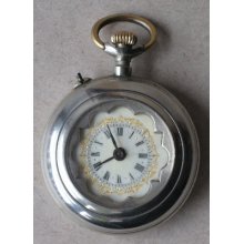 Antique Swiss Open Case Ladies Pocket Watch Systeme Roskopf / Nice Dial/ Unusual