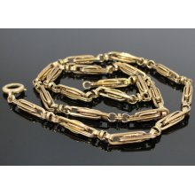 Antique Victorian Watch Chain Necklace in 14k Yellow Gold, Stunning Workmanship CNGD202D