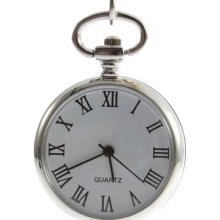 Antique White Dial Quartz Round Pocket Watch Necklace Silver Chain Pendant Aus