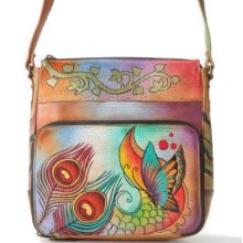 Anuschka Hand-Painted Leather Crossbody Satchel