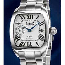 Arbutus: York Ellis Automatic Mens Watch -white Face-316l Steel -msrp $1,565