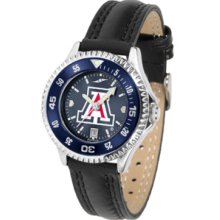 Arizona Wildcats Competitor Ladies AnoChrome Watch with Leather Band and Colored Bezel