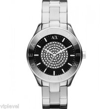 Armani Exchange Ax5157 Silver Tone Black Dial 40mm Ladies Watch Fast Ship