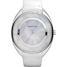 Armani Lily Women's Stainless Steel Case White Leather Watch Ar7322