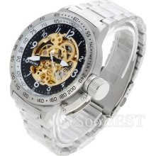 Automatic Mechanical Skeleton Steel Auto See-through Men Sports Wrist Watch
