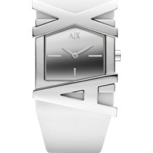 AX Armani Exchange Watch, Womens White Silicone Strap 39x28mm AX3150