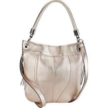 B. Makowsky Leather Convertible Crossbody Bag w/ Side Pockets - Pearl - One Size