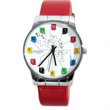 Bariho Quartz Women's Wrist Watch Colored Number Dial Box Pattern Design