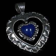 Beautiful .925 Sterling Silver Natural Blue Lapis Heart Pendant