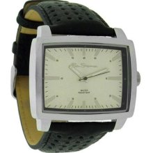 Ben Sherman Mens Silver Rectangular Dial Black Strap Designer Watch â€“ R923