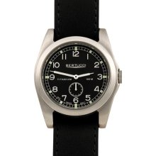 Bertucci A-3T Vintage 42 Mens Titanium Watch - Military Black Leather Strap - Black Dial - 13302