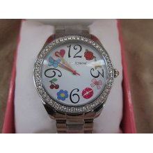 Betsey Johnson Bj0048-32 Crystal Embellished Boyfriend Bling Time Watch Nwb