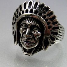 Biker Stainless Steel Ancient Indian Face Mens Ring