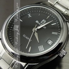 Black Dial Water Hours Date Silver Hand Ladies Women Steel Wrist Watch Ah146