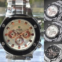 Black Frame Diving Style Shape 6 Hand Date Day Quartz Wrist Watch Nightlight