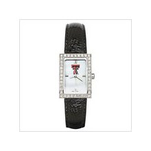 Black Leather Texas Tech University Watch with Cz Frame