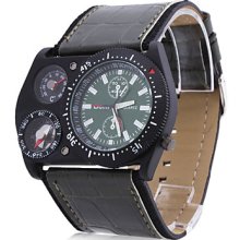 Black Men's PU Analog Quartz Wrist Watch