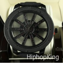 Black Red Fancy Exclusive Boy Friend 50 Cents Style Hip Iced Out Hop Watch