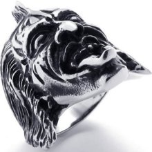 Black Silver Skull Stainless Steel Mens Ring Us Size 8,9,10,11,12,13 Us121019