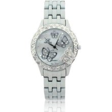 Bling Jewelry White Stainless Steel Classic Butterfly Fashion Watch