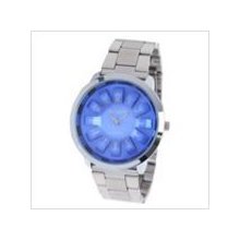 Blue dial - men's quartz wrist watch with alloy band