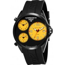 Bnib Torgoen Swiss T8 Mens Pilot Watch Yellow Sub-dials 45.5mm Case T08305