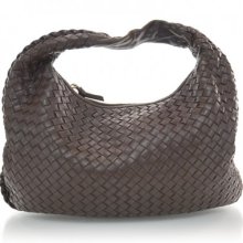 Bottega Veneta Woven Medium Veneta Hobo Bag Purse Handbag Ebano Brown