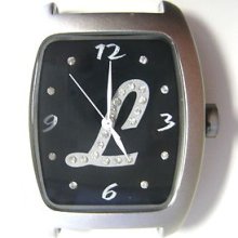 Bracciale Stainless Steel Black Monogram Letter L Watch Head W Rhinestones