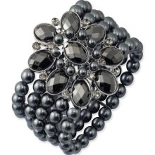 Brass-tone Purple Crystal Stretch Bracelet - BF1170