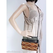 Brown Silk Plastic Net Weaving Small Cross-body Bag Thailand
