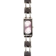 Brylanehome Plus+Size Living Silvertone Link Ladies Watch (Silver Pink,0)