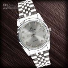 Bulk Lots 6pieces Lady Fashion Silvery Stainless Steel And Dial Crys