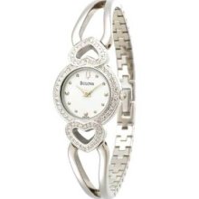 Bulova Box Set Analog Display Quartz White Dial Womens Wrist Watches 96x006