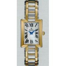 Bulova Fairlawn Ladies Stainless Steel/ Gold 2 Tone Rectangle Dial Watch
