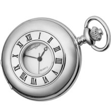 Burleigh Men's Chrome-Finish Half Hunter Quartz Analogue Watch G23 With Chain And Roman Dial (Suitable For Engraving)