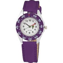 Cactus Children's Quartz Watch With White Dial Analogue Display And Purple Plastic Or Pu Strap Cac-57-M09