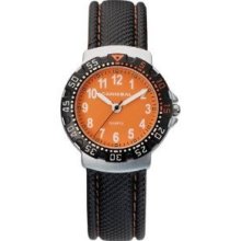 Cannibal Kid's Quartz Watch With Orange Dial Analogue Display And Black Plastic Or Pu Strap Cj091-19