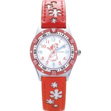 Cannibal Kid's Quartz Watch With White Dial Analogue Display And Red Plastic Or Pu Strap Ck222-06