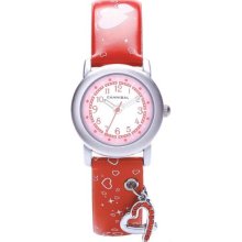 Cannibal Kid's Quartz Watch With White Dial Analogue Display And Red Plastic Or Pu Strap Ck224-06