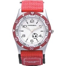 Cannibal Kid's Quartz Watch With White Dial Analogue Display And Red Nylon Strap Cj177-06