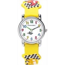 Cannibal Kid's Quartz Watch With White Dial Analogue Display And Yellow Resin Strap Ck198-18