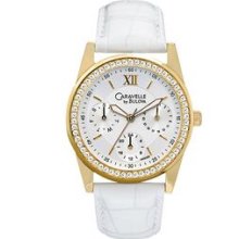 Caravelle By Bulova Ladies` White Crystal Collection Watch
